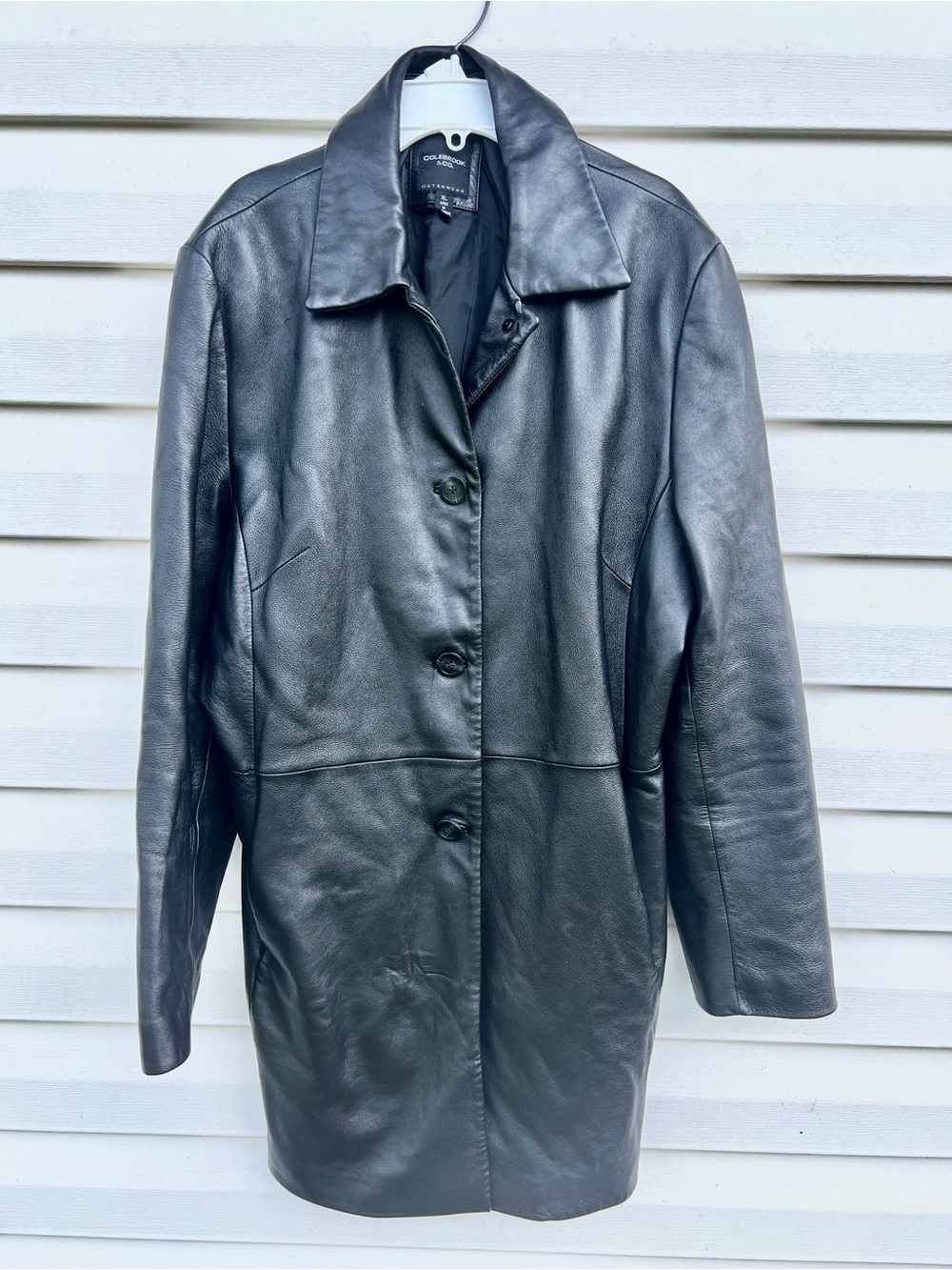 NICE Colebrook size XL Womens Leather Trench Jacket Black